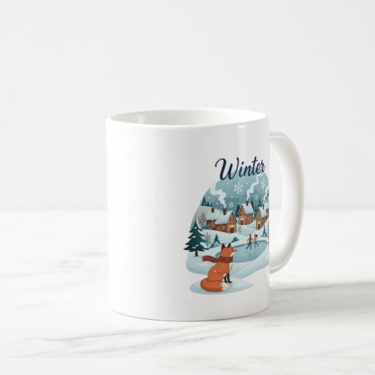 Winter Fox Ceramic Mug (11oz) Kaffeetasse (VorderseiteRechts)
