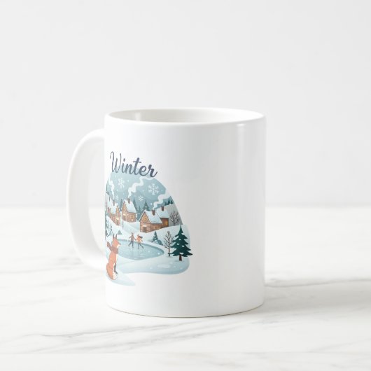 Winter Fox Ceramic Mug (11oz) Kaffeetasse (Vorderseite Links)