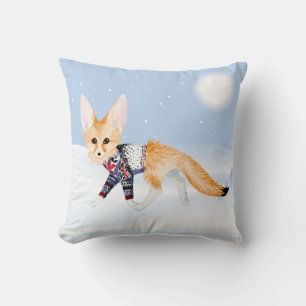 Winter Fox im Strick Pullover Keuche Kissen