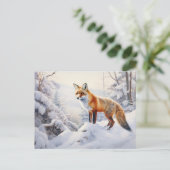 Winter Fox im Wald Postkarte (Stehend Vorderseite)