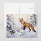 Winter Fox im Wald Postkarte (Vorne/Hinten)