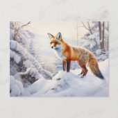 Winter Fox im Wald Postkarte (Vorderseite)
