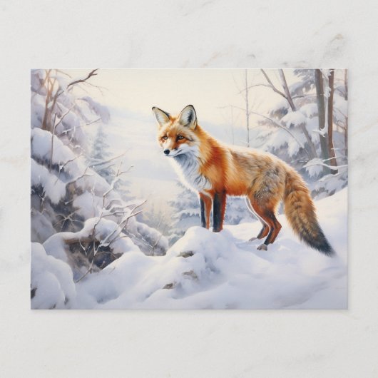 Winter Fox im Wald Postkarte (Vorderseite)