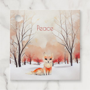 Winter Fox in einem Snowy-Woods-Gift-Tag Geschenkanhänger