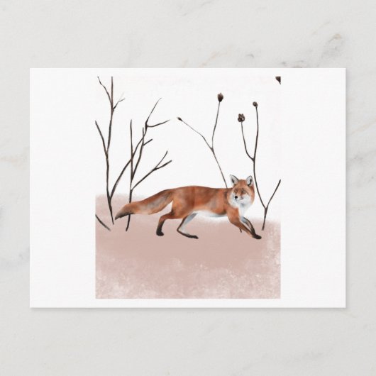 Winter fox in watercolor painting postkarte (Vorderseite)