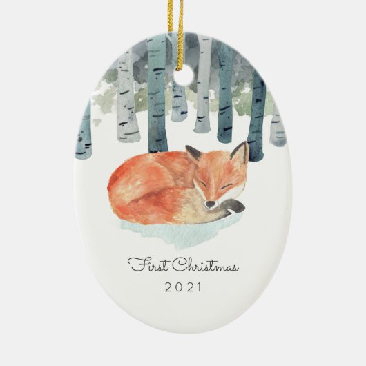 Winter Fox Keramik Ornament (Hinten)