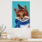 Winter Fox mit Kardinal! Poster (Küche)