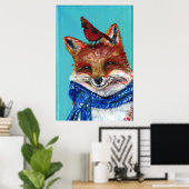 Winter Fox mit Kardinal! Poster (Heimbüro)