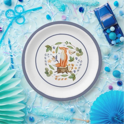 Winter Fox on Tree Stump Blätter Candy Canes Pappteller (Party)