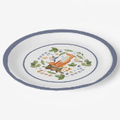 Winter Fox on Tree Stump Blätter Candy Canes Pappteller (Schrägansicht)