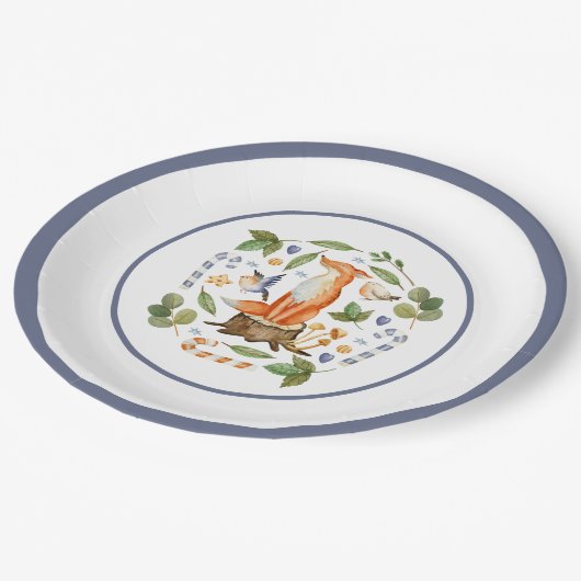 Winter Fox on Tree Stump Blätter Candy Canes Pappteller (Schrägansicht)