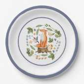 Winter Fox on Tree Stump Blätter Candy Canes Pappteller (Vorderseite)