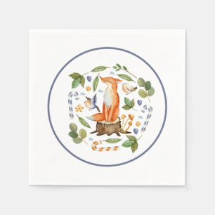 Winter Fox on Tree Stump Blätter Candy Canes Serviette
