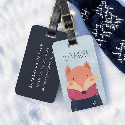 Winter Fox Personalisiert Bag Tag | Sky Gepäckanhänger