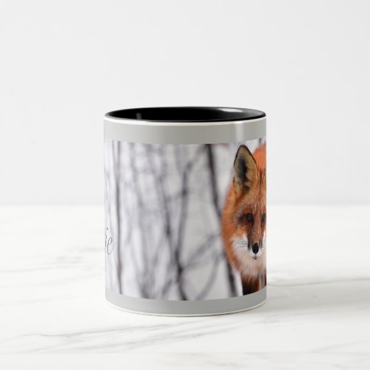 Winter Fox Personalisiert Zweifarbige Tasse (Mittel)