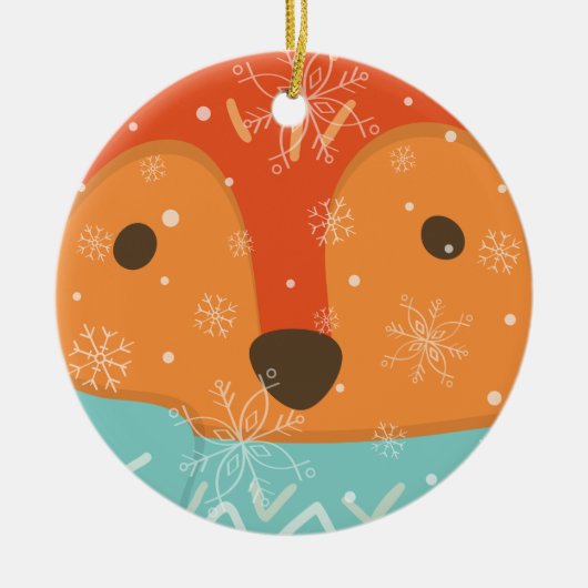 Winter Fox Photo and Year Christmas Keramik Ornament (Vorne)