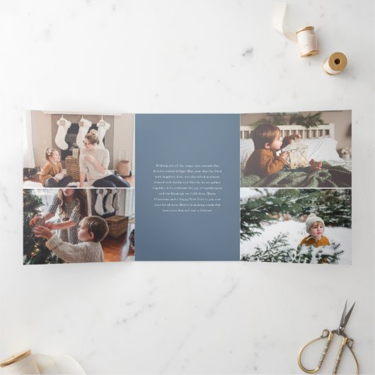 Winter Fox Photo Collage Dreifach Gefaltete Urlaubskarte (Innenseite)