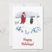 Winter Fox Rabbit Illustration Weihnachtskarte Einladung (Vorderseite)