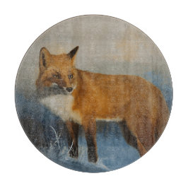 Winter Fox Round Schneidebrett