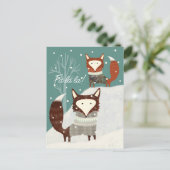 Winter Fox und Fa La Holiday Postkarte (Stehend Vorderseite)