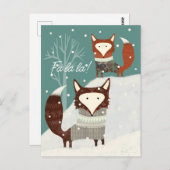 Winter Fox und Fa La Holiday Postkarte (Vorne/Hinten)