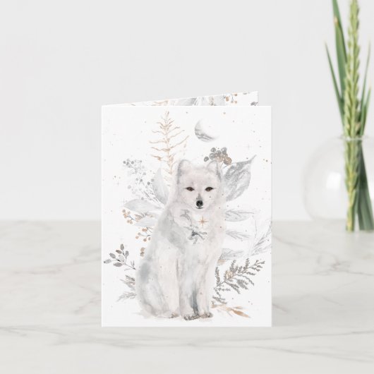 Winter Fox und Florals Weihnachtskarte Dankeskarte (Vorderseite)