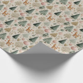Winter Fox und Weihnachtsbaum mit Pasteldekor Geschenkpapier (Ecke)