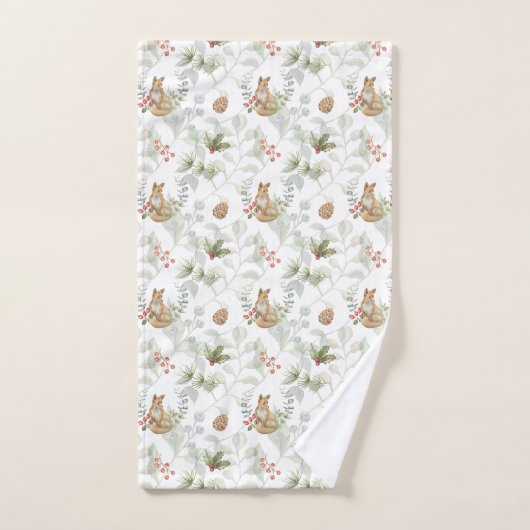 Winter Fox Wald Niedlich Bath Handtuch Set (Handtuch)