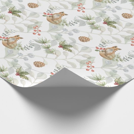 Winter Fox Wald Niedlich Geschenkpapier (Ecke)