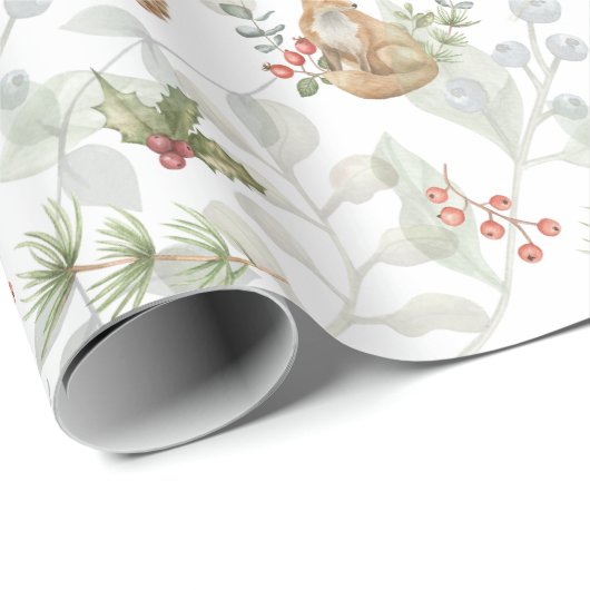 Winter Fox Wald Niedlich Geschenkpapier (Rolleneckpunkt)