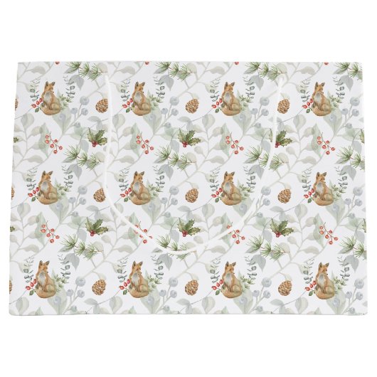 Winter Fox Wald Niedlich große Geschenktasche Geschenktüte (Vorderseite)