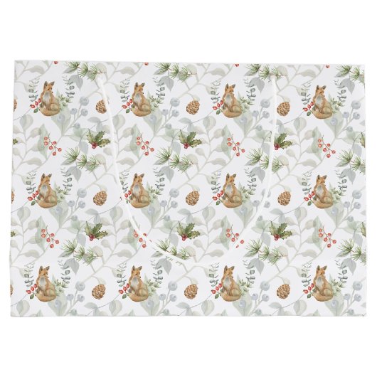 Winter Fox Wald Niedlich große Geschenktasche Geschenktüte (Rückseite)