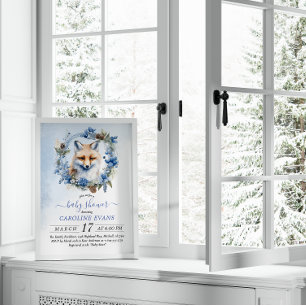 Winter Fox Watercolor Kinderdusche Einladung