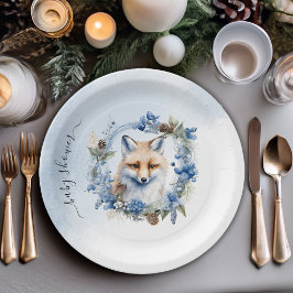 Winter Fox Watercolor Kinderdusche Pappteller