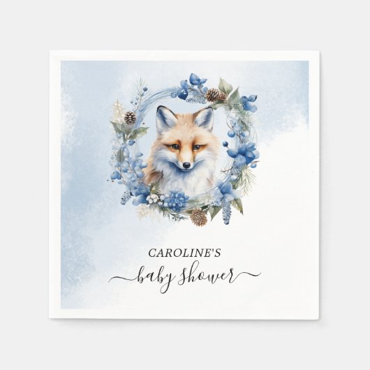 Winter Fox Watercolor Kinderdusche Serviette (Vorderseite)