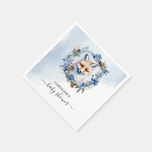 Winter Fox Watercolor Kinderdusche Serviette (Ecke)