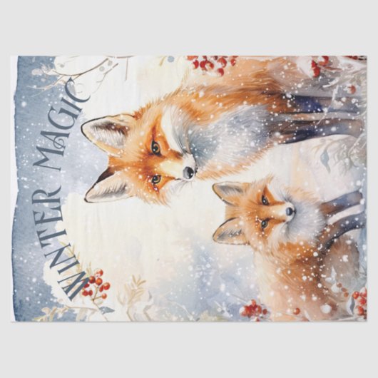 Winter Fox Watercolor Winter Magic Seidenpapier (Vorderseite)