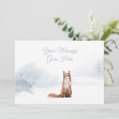 Winter Fox Weihnachtsfeiertage Elegantes Skript Feiertagskarte (Stehend Vorderseite)