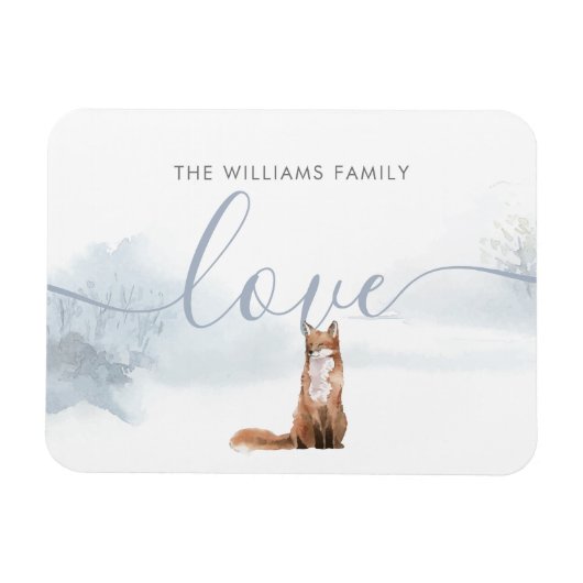Winter Fox Weihnachtsfeiertage Familienname Liebe Magnet (Horizontal)