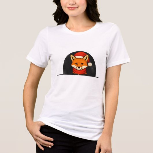 Winter Fox Women’s Tee – Cute Cozy Fox with Hat & (Vorderseite)