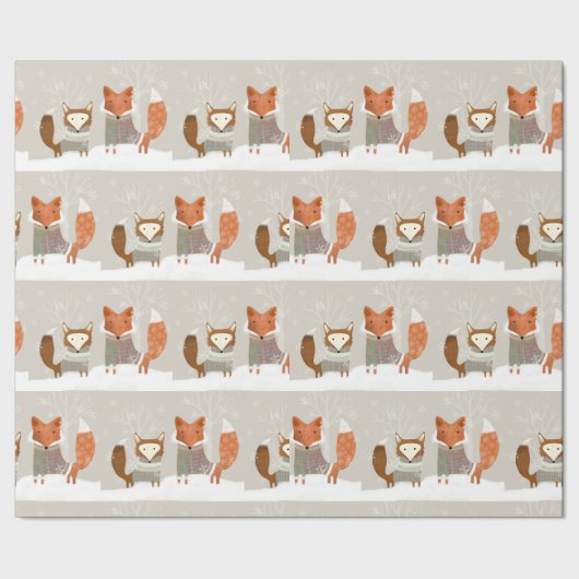 Winter Fox Wrapping Paper Geschenkpapier (Saum)