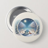 Winter Foxes by Moonlit Snowy River Button (Vorne & Hinten)