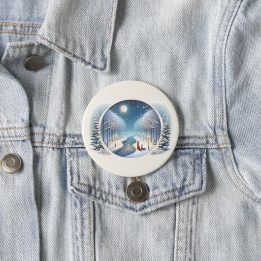 Winter Foxes by Moonlit Snowy River Button (Beispiel)