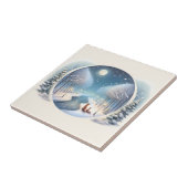 Winter Foxes by Moonlit Snowy River Fliese (Seite)