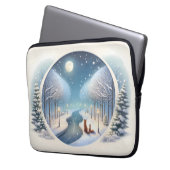 Winter Foxes by Moonlit Snowy River Laptopschutzhülle (Vorderseite Links)