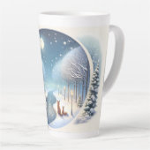 Winter Foxes by Moonlit Snowy River Milchtasse (Rechte Ecke)