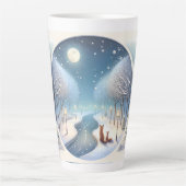 Winter Foxes by Moonlit Snowy River Milchtasse (Vorderseite)