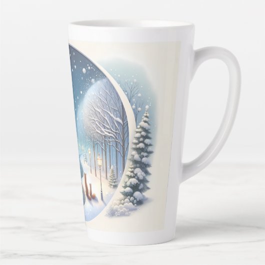 Winter Foxes by Moonlit Snowy River Milchtasse (Rechts)
