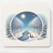 Winter Foxes by Moonlit Snowy River Mousepad (Vorne)