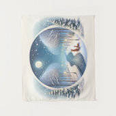 Winter Foxes by Moonlit Snowy River Wandteppich (Vorderseite)
